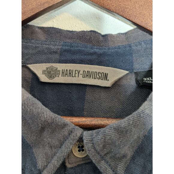 Harley-Davidson Shirt Mens 3XL Plaid Short Sleeve Biker Hog Flannel - Picture 3 of 9